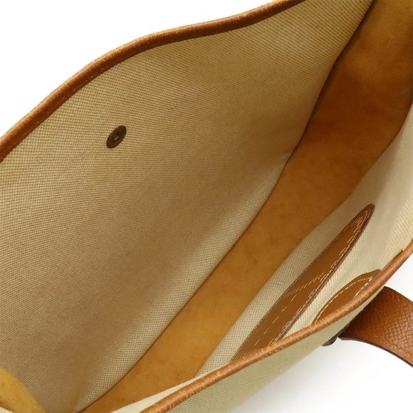 HERMES Evelyn I 1 PM Shoulder Bag Toile H Leather Light Brown Z Stamp - Picture 7 of 10